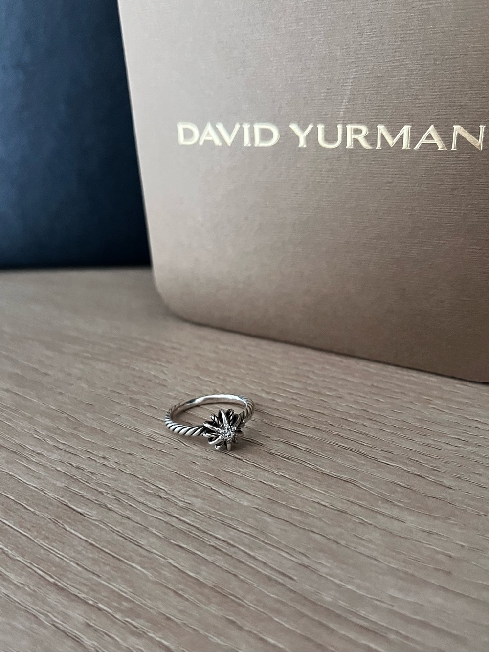 David Yurman Sterling Silver Cable Ring with Floral Motif